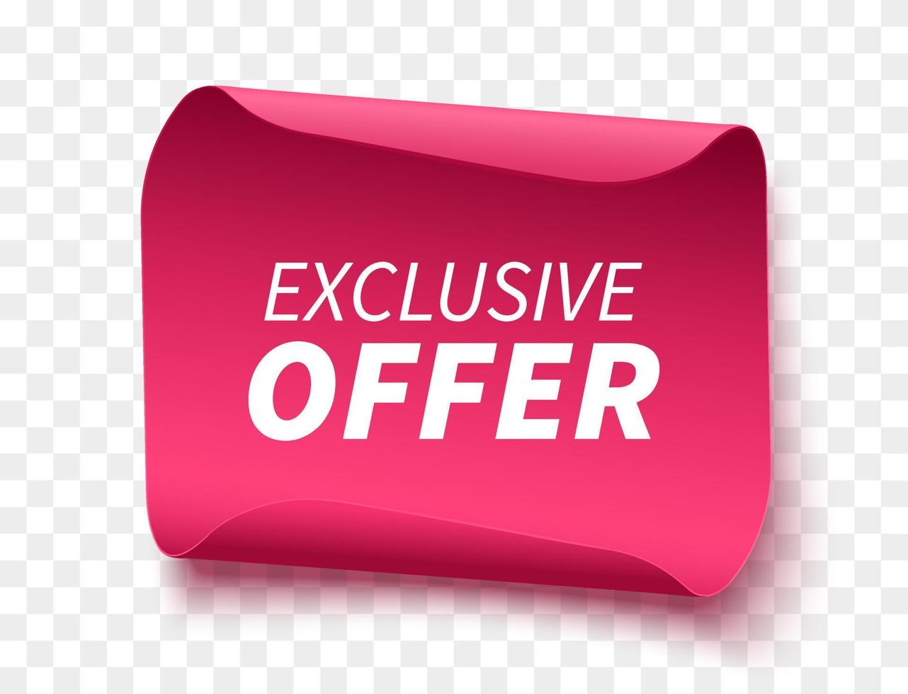 Exclusive Offer Tag. Red Discount Scroll Banner. vector