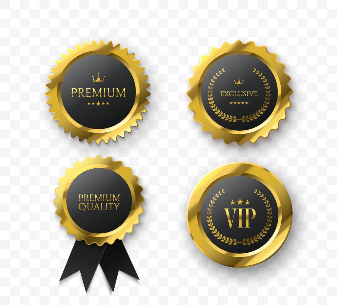 Premium Gold Medals and Badges. vector