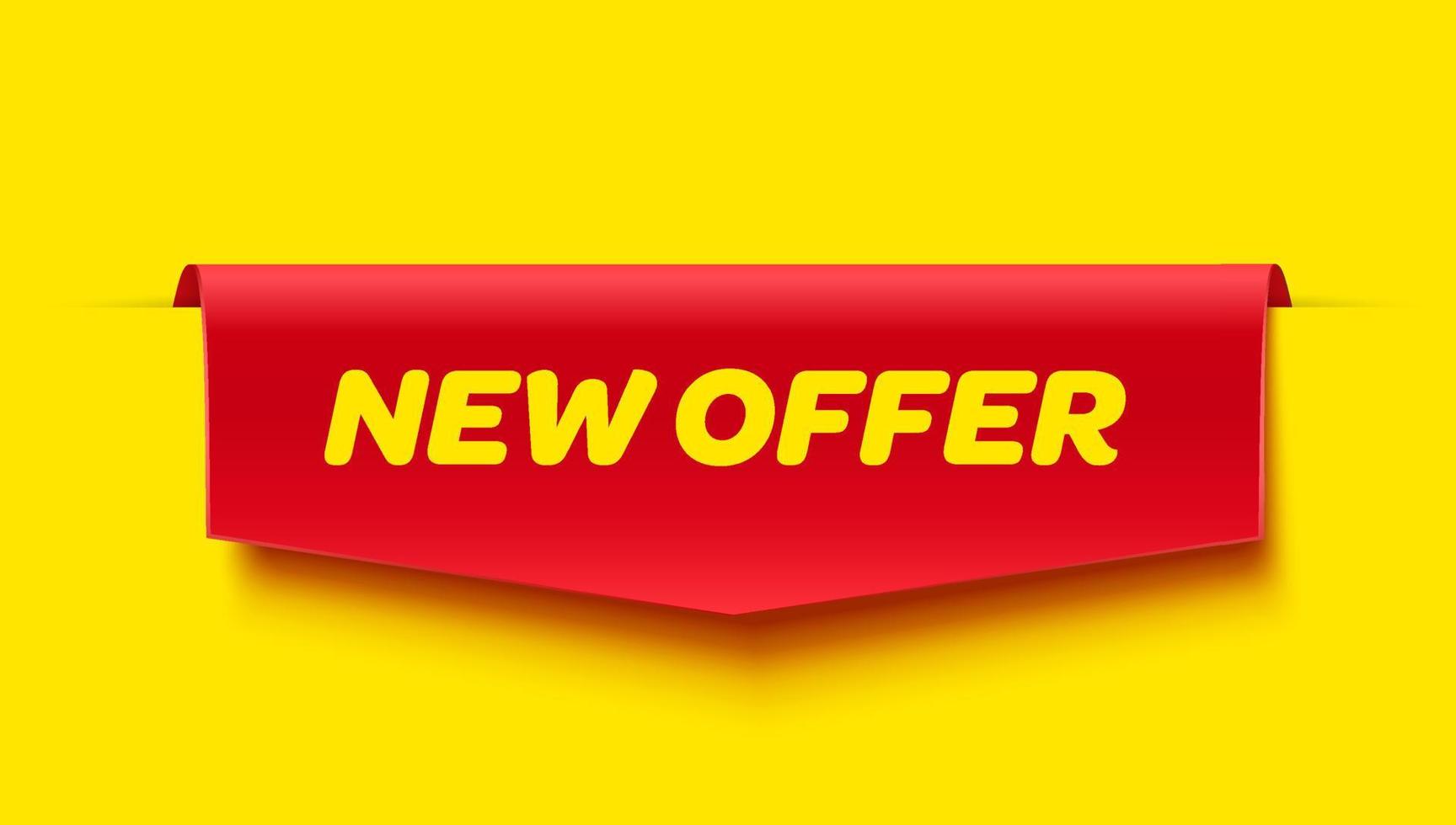 New Offer Tag. Red Discount Label Isolated on Yellow Background. vector