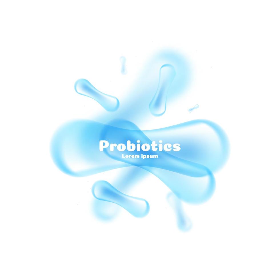 Probiotics Bacteria Vector illustration. Biology, Science background. Microscopic bacteria closeup.