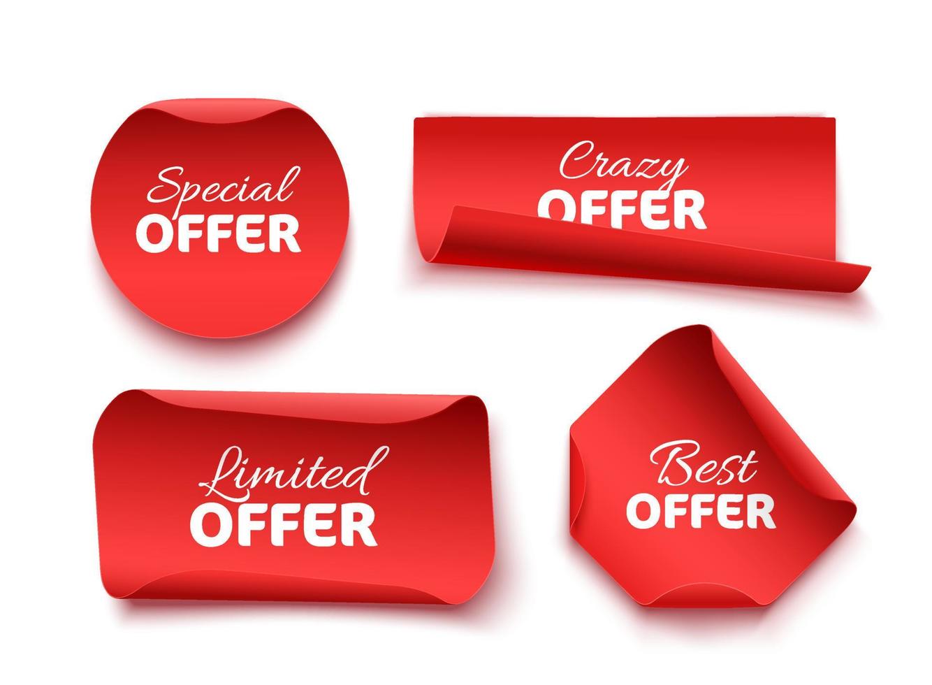 Collection of Offer Tags. Red Discount Labels vector