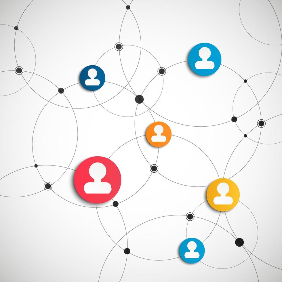 Network background. Connections with points, lines, and people icons. vector