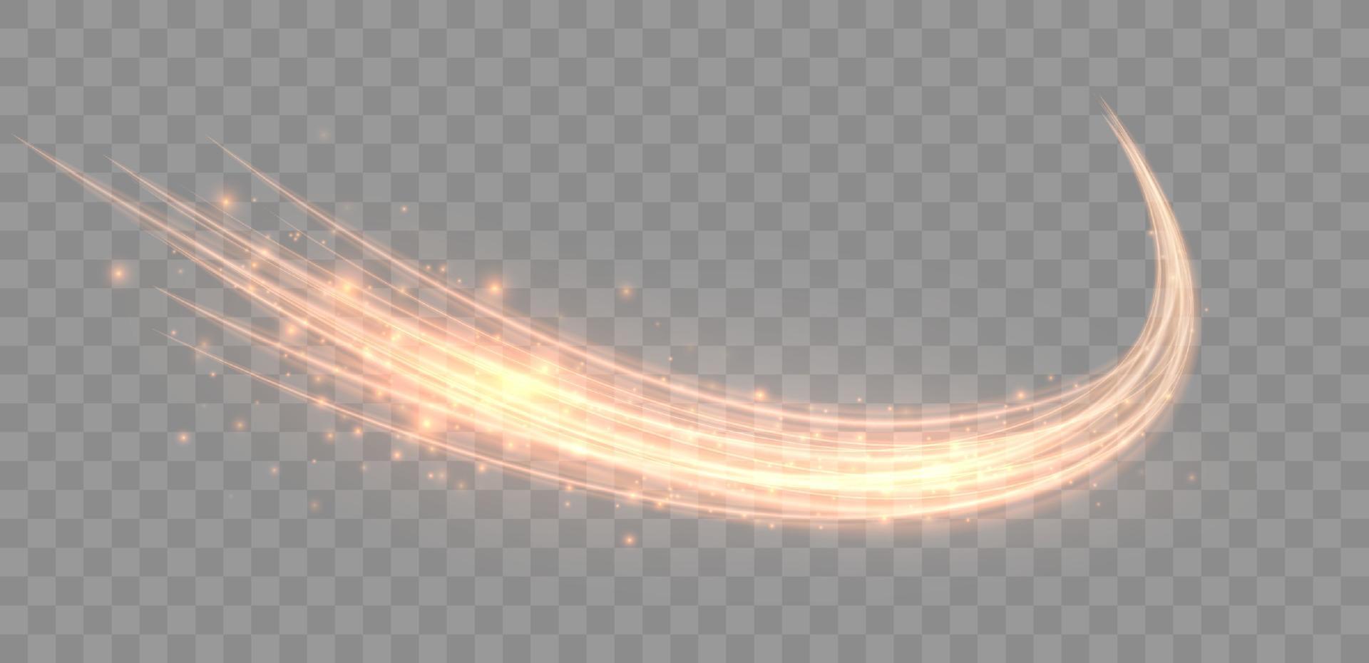 Shining lines. Glowing Trail Wave Vector Light Effect.