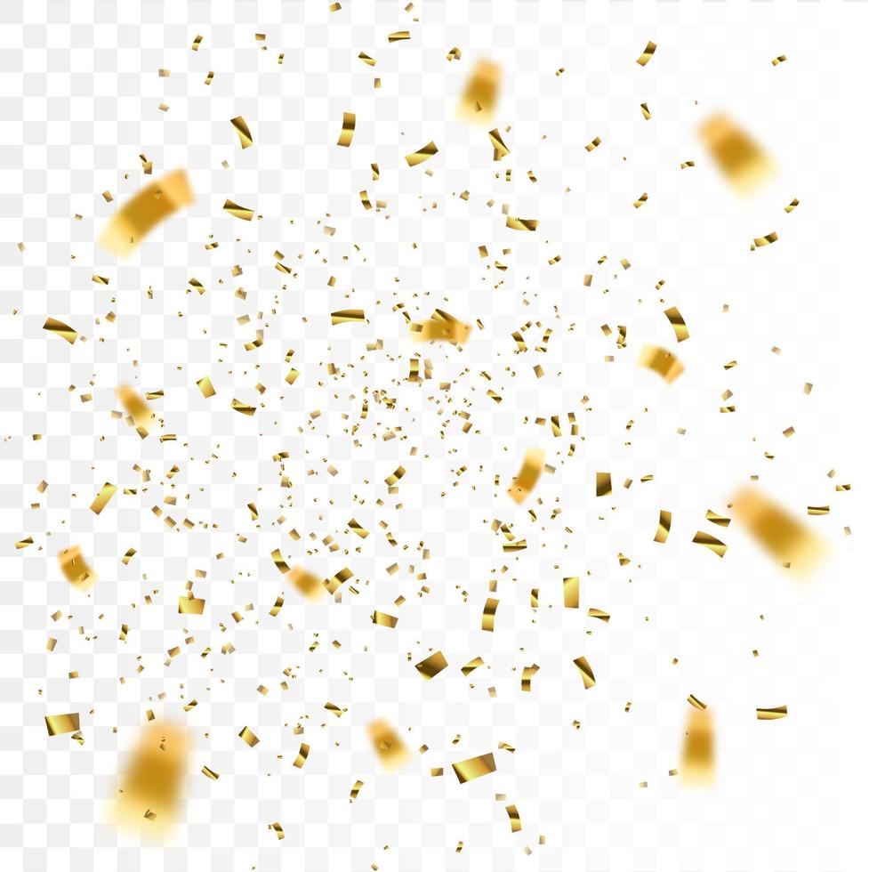 Golden confetti isolated. Festive background. vector