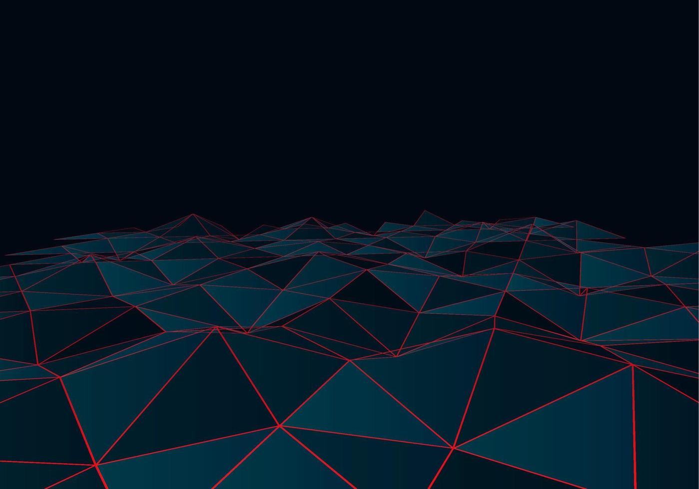 Abstract vector landscape background. Cyberspace grid. 3d technology vector illustration. Geometric background