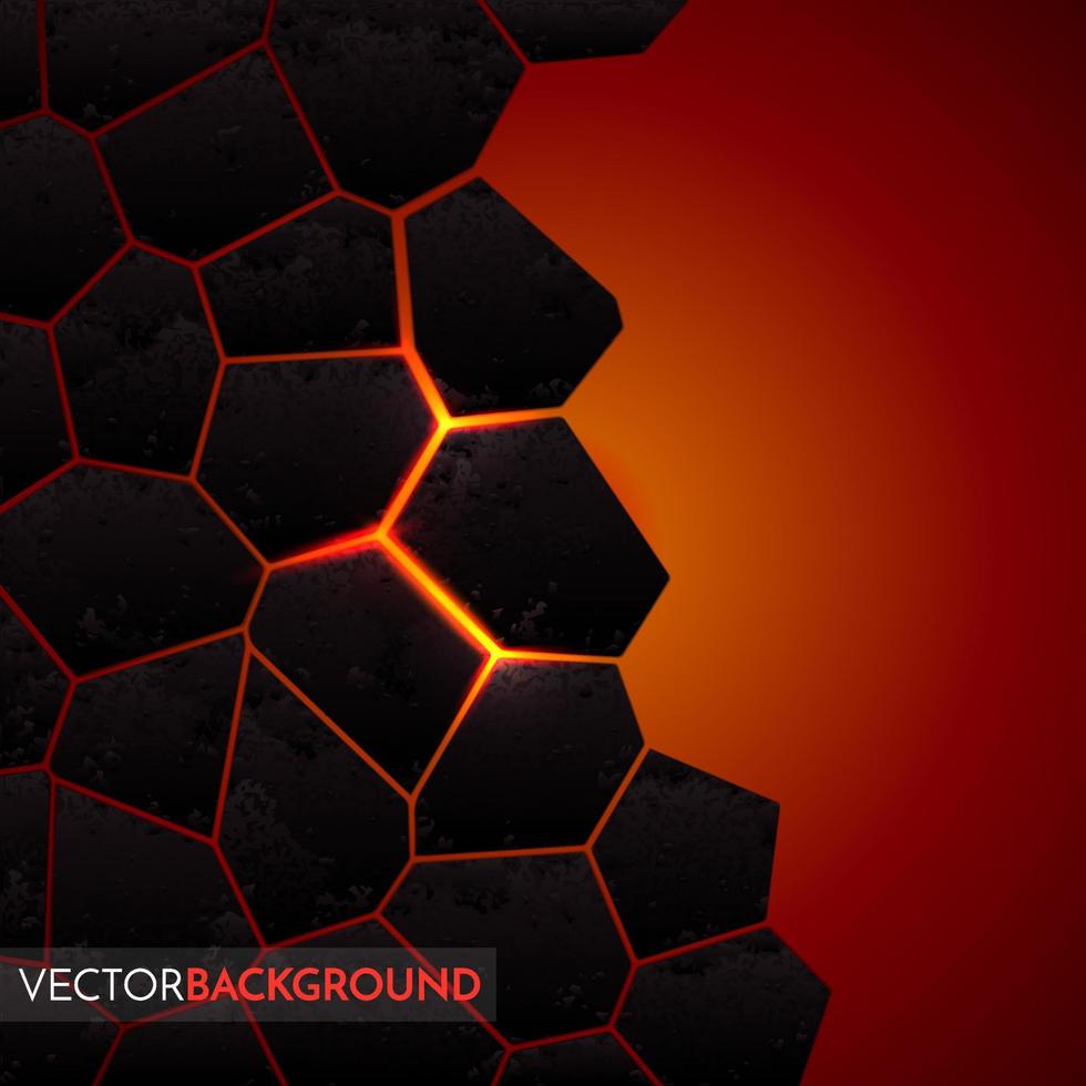 Abstract vector background with cracked ground and lava