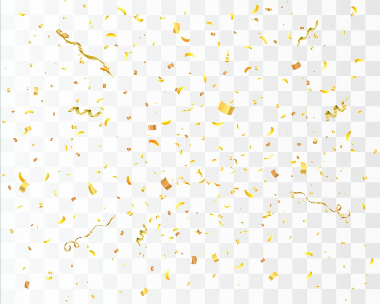 Golden confetti isolated. Festive background. vector