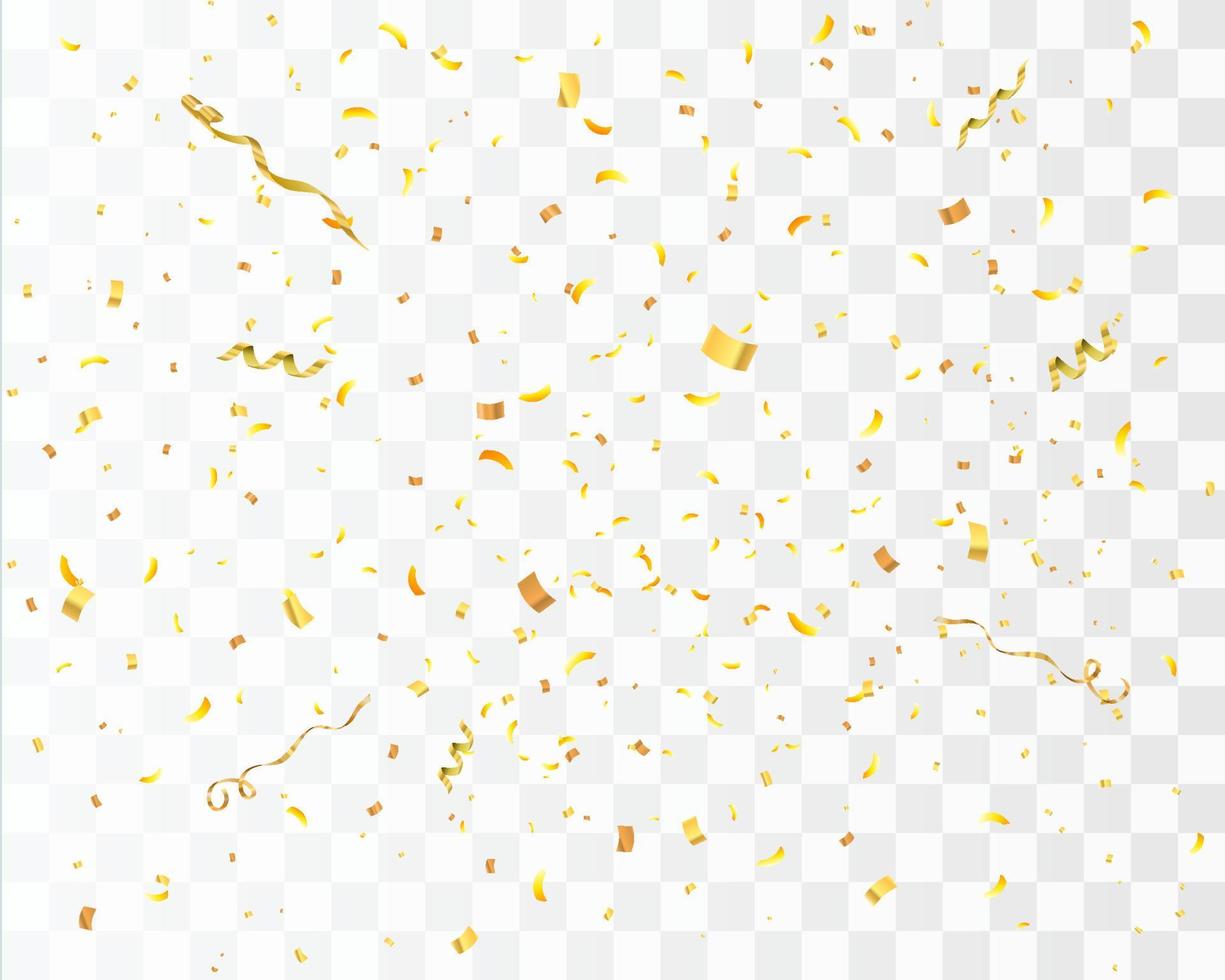 confeti dorado aislado. fondo festivo. vector