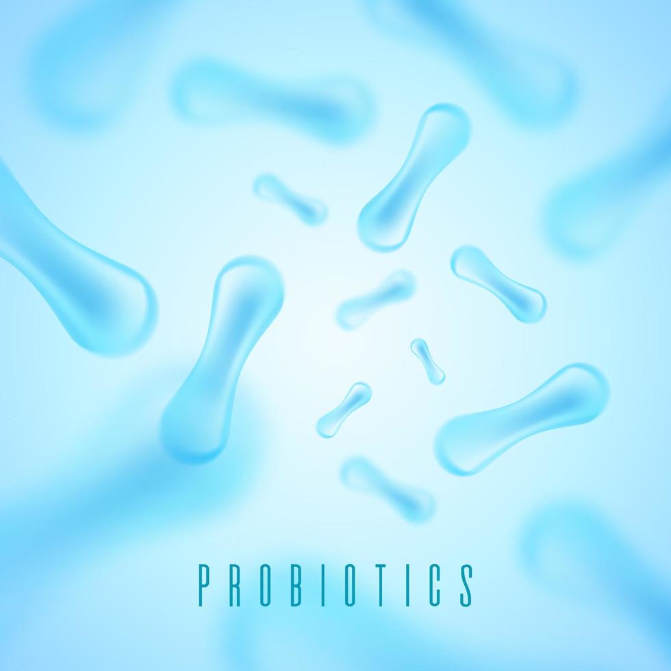 Probiotics Bacteria Vector illustration. Biology, Science background. Microscopic bacteria closeup.
