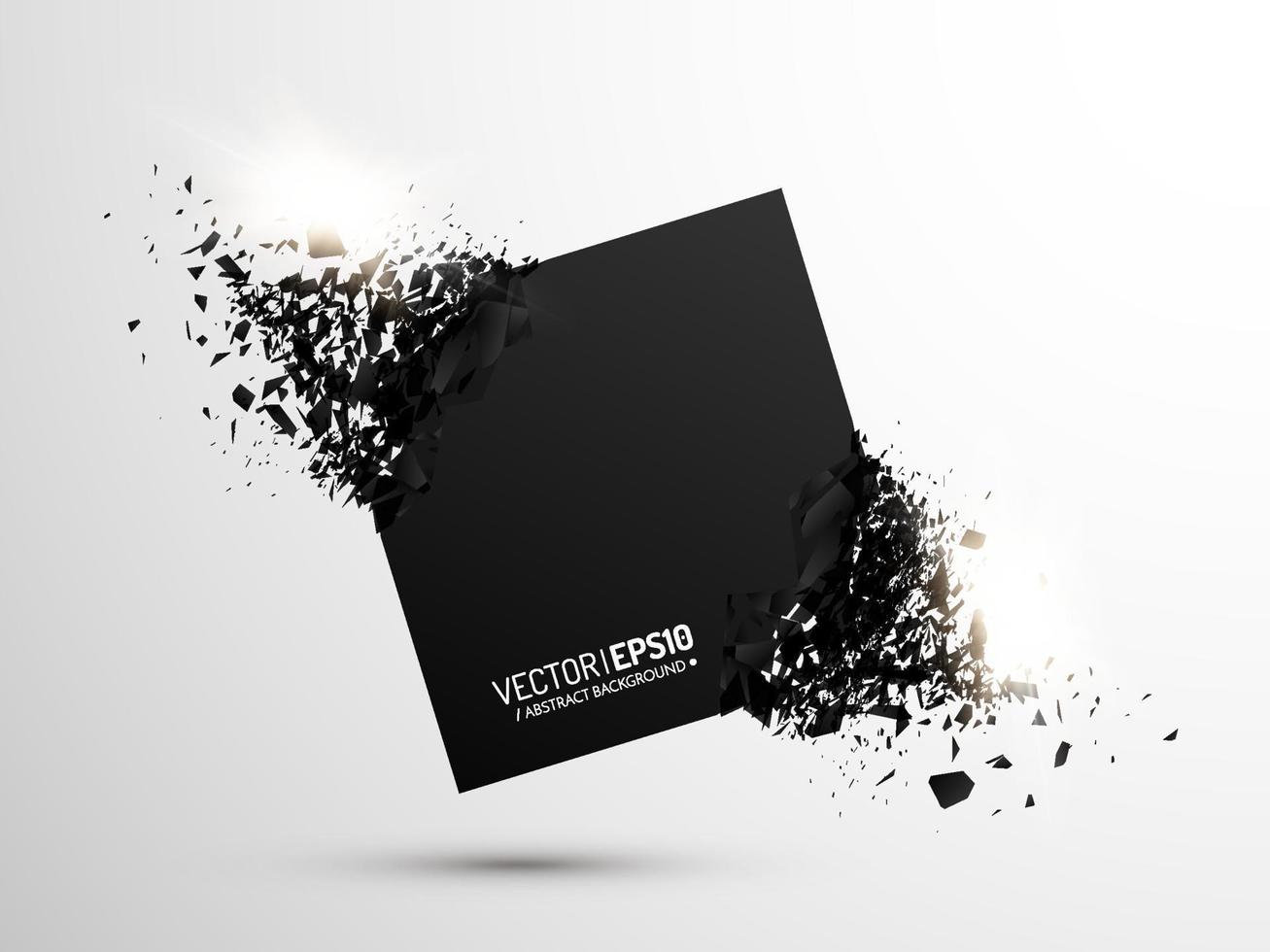 Black stone with debris isolated. Abstract black explosion. Geometric illustration. Vector destruction shapes with debris