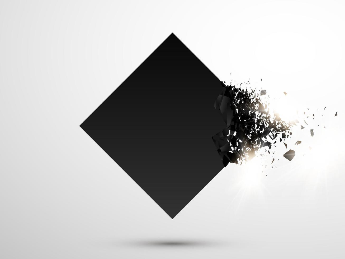 Black stone with debris isolated. Abstract black explosion. Geometric illustration. Vector destruction shapes with debris