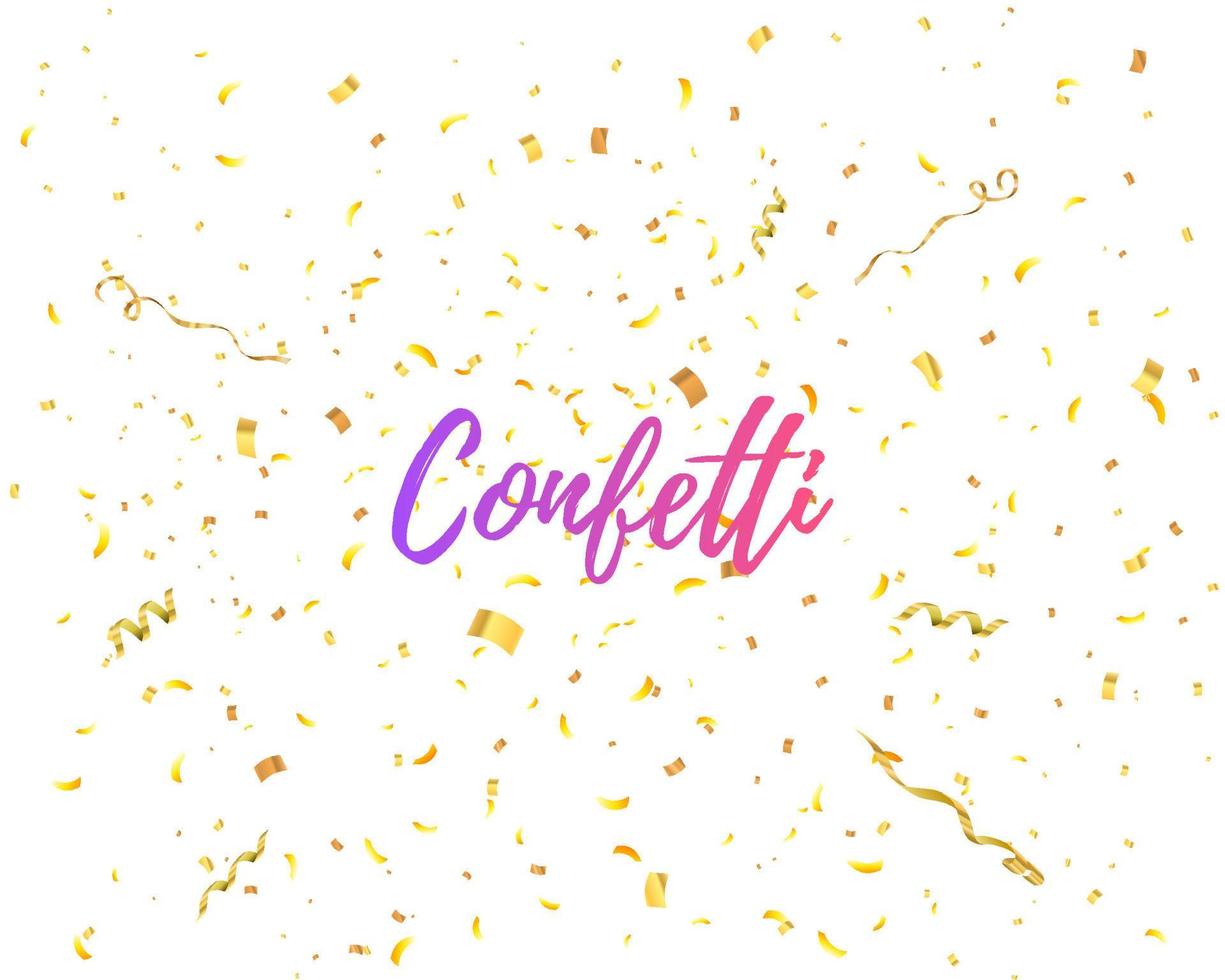 Golden confetti isolated. Festive background. vector