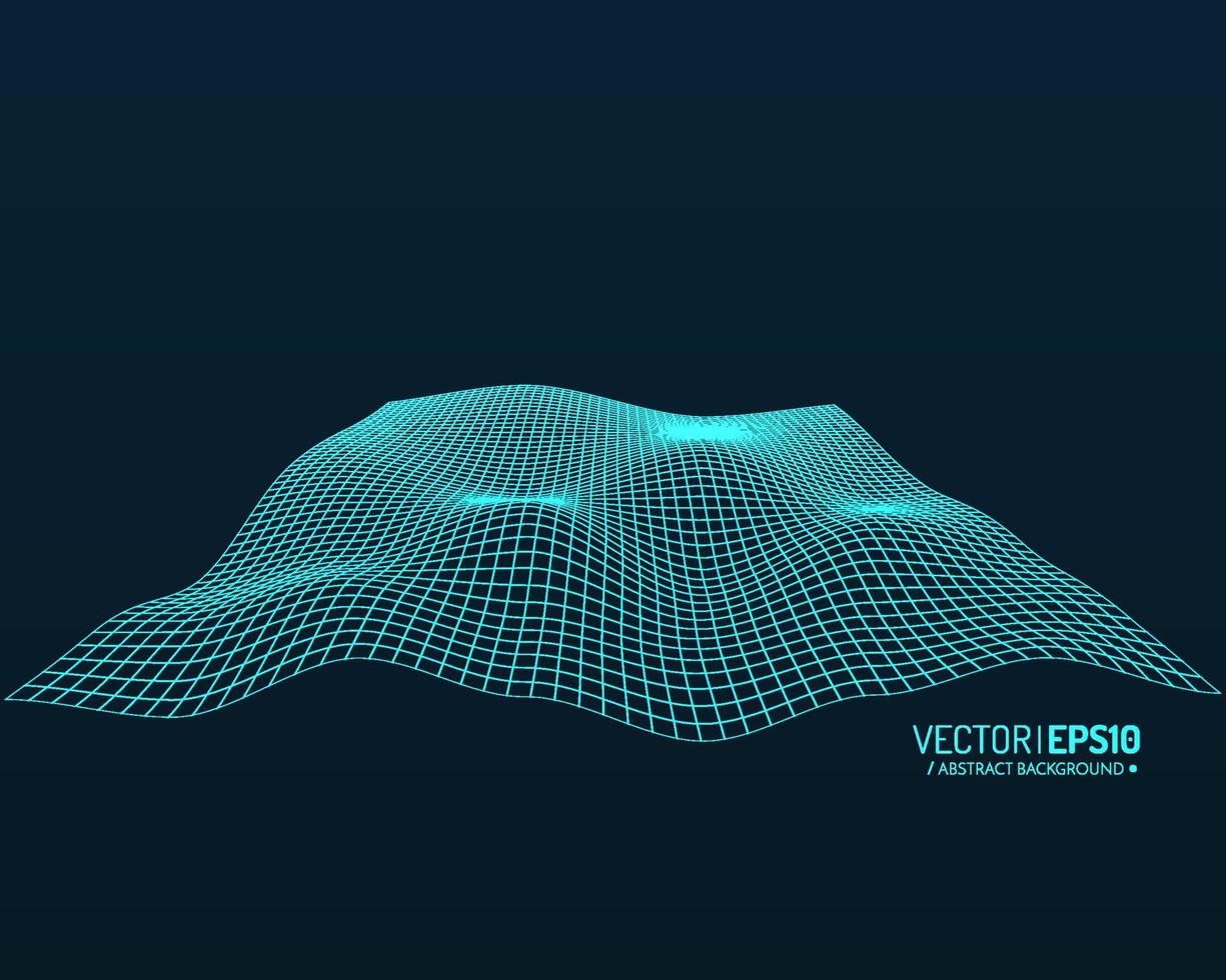 Abstract vector landscape background. Cyberspace grid. 3d technology vector illustration. Geometric background