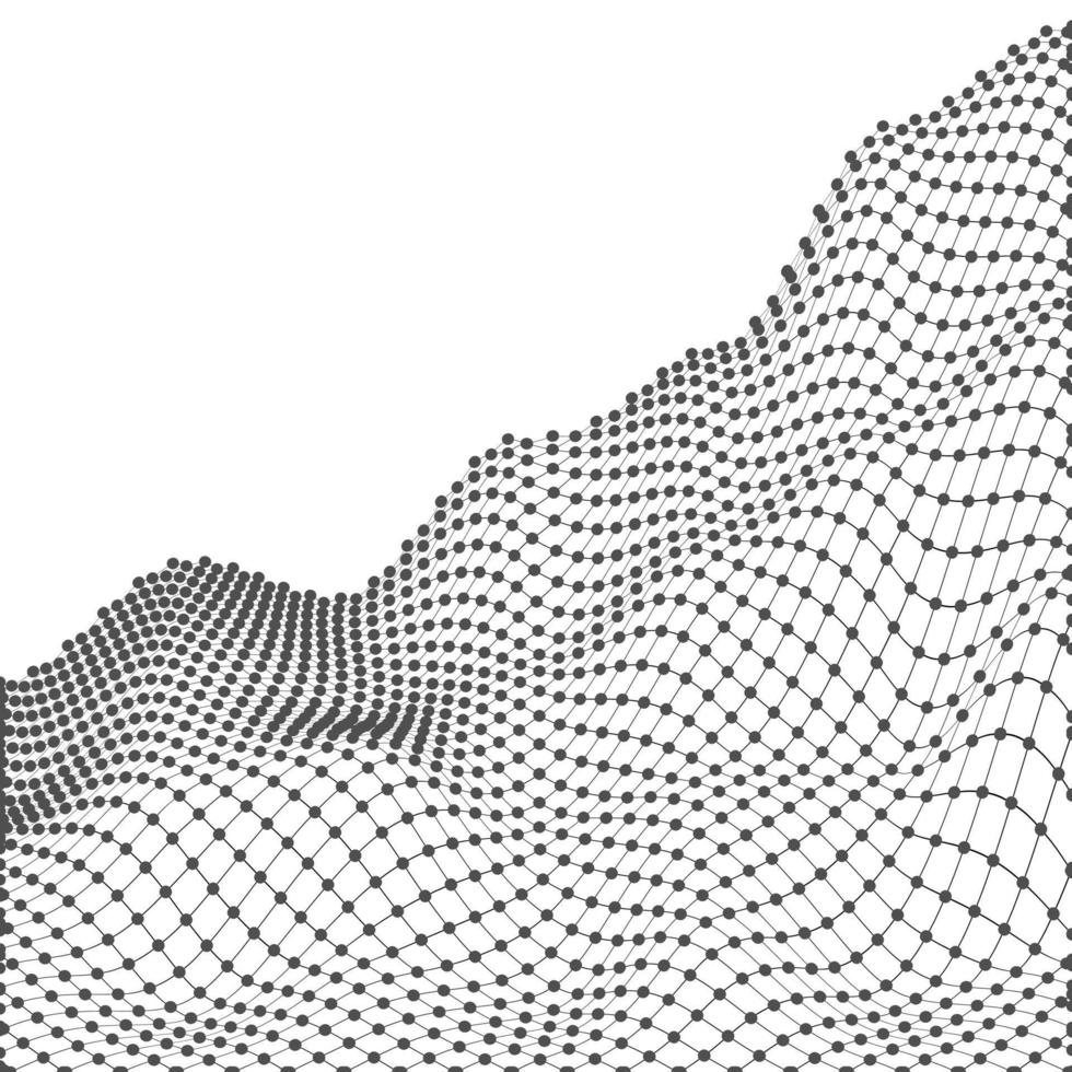 Abstract vector landscape background. Cyberspace grid. 3d technology vector illustration. Geometric background