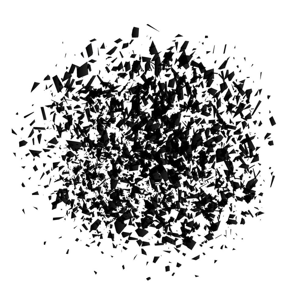 Shattered glass. Explosion cloud of black pieces vector