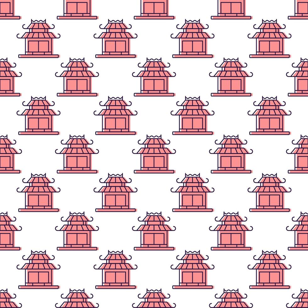 Chinese New Year concept. Vector seamless pattern of  pagoda for web sites, placards, textile, fabric and other surfaces