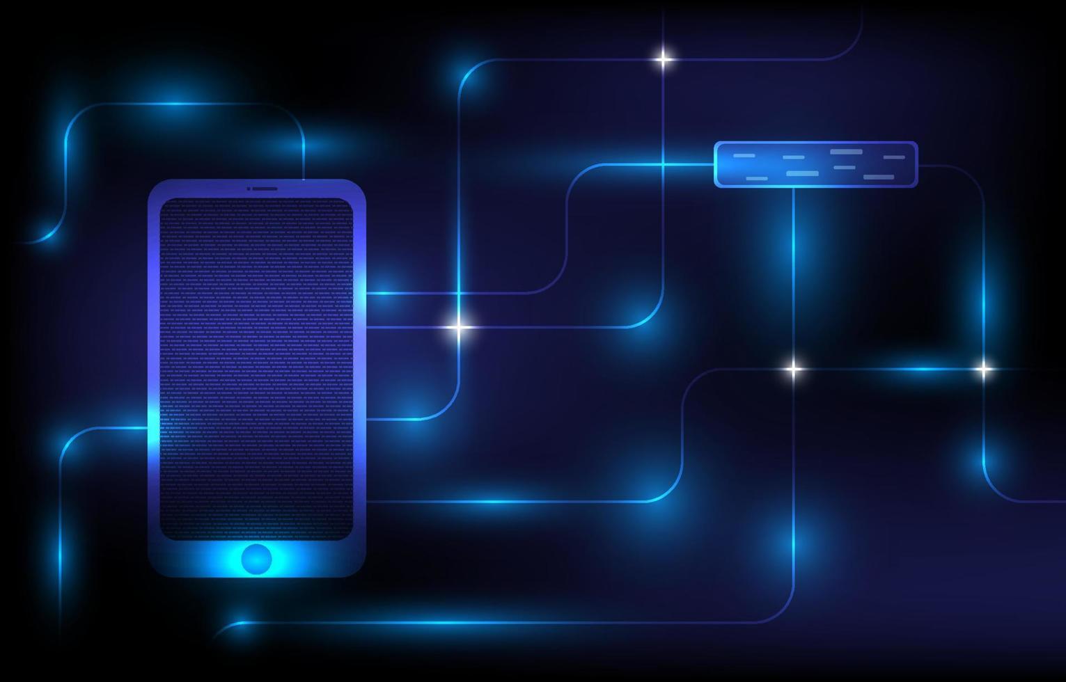 Mobile communication system. Network wireless with high speed connection background. Futuristic hi-tech smartphone. Internet technology vector illustration.