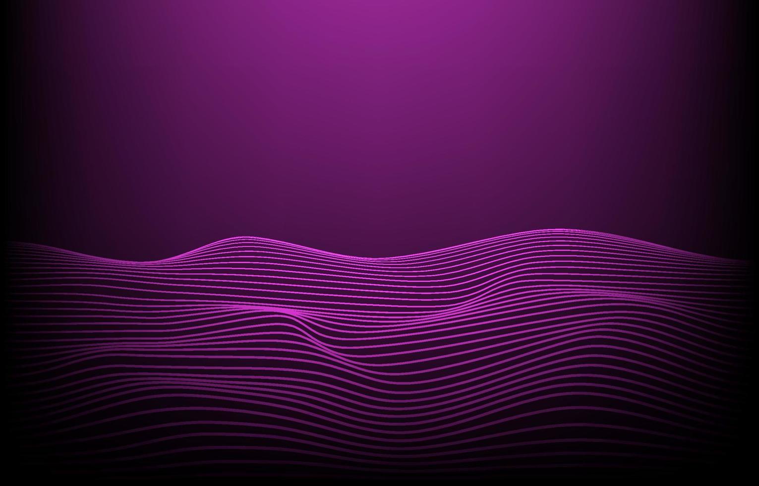 Abstract wave wavy glow line on gradient purple background. Design for wallpaper, backdrop, pattern, texture, background, textile, wrapping, clothing, art print. Vector illustration.