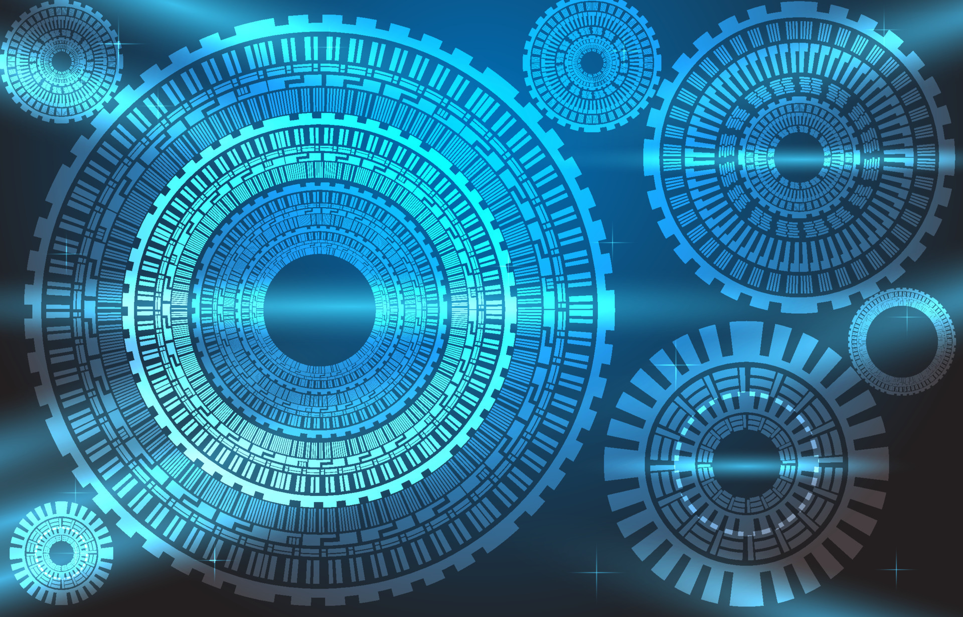 Cog technology system concept. Cogs and gear wheel mechanisms. Hi-tech digital technology and 