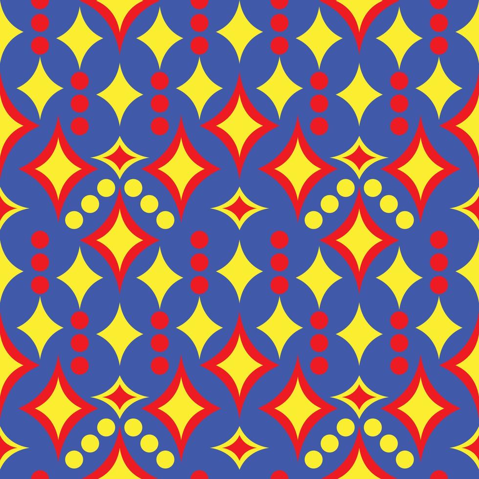 patrón geométrico abstracto sin fisuras. forma patrón rojo azul amarillo color fondo estilo vintage. vector para diseñar o decorar telón de fondo, textura sin fin. fragmentos de baldosas cerámicas, tejido, textil.