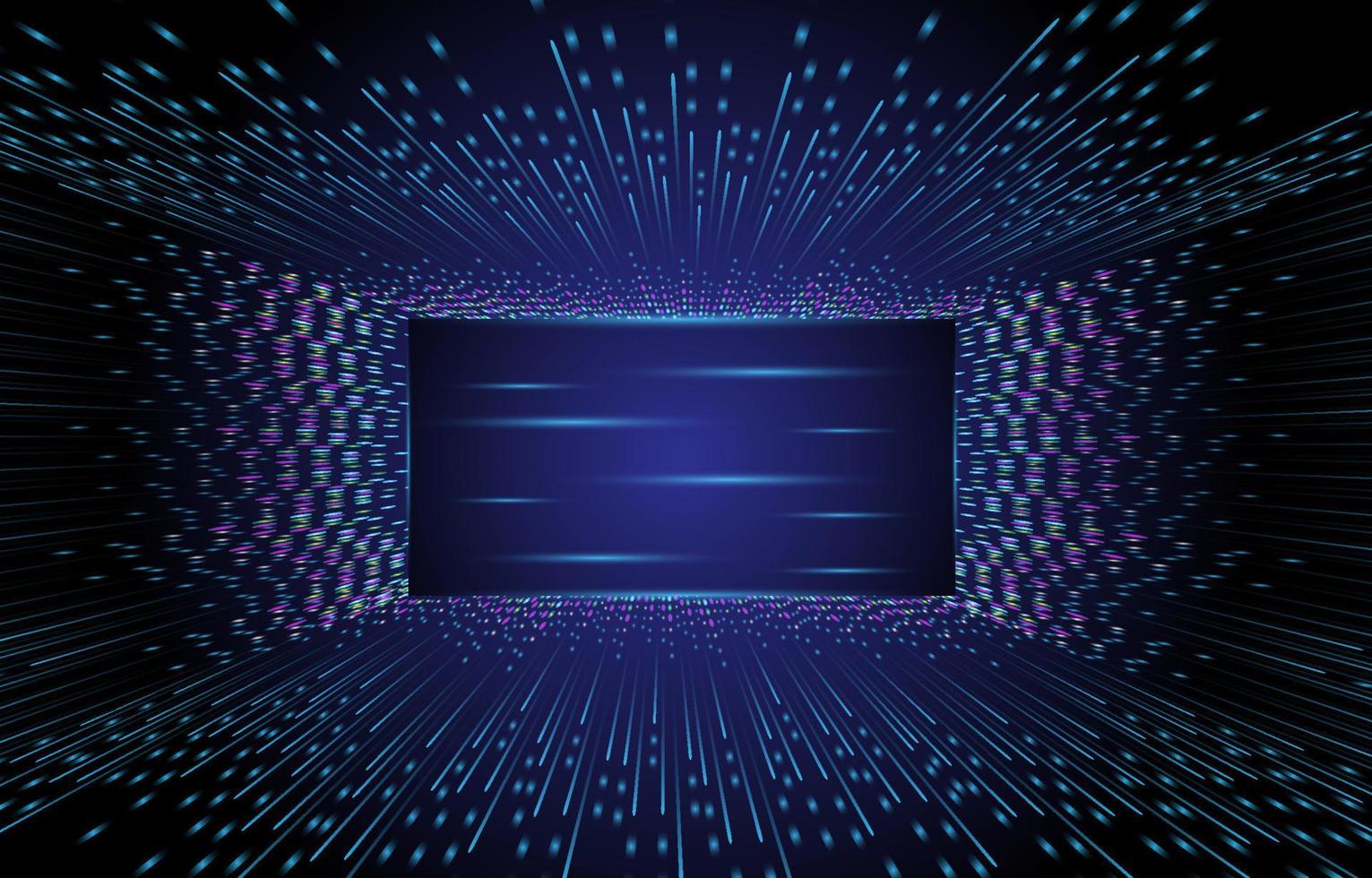Technology light background LED projection screen. Vector stage display  background with glow blue led dots and lines technology. Light spot board  texture with pixel effect for stadium video. 15259670 Vector Art at