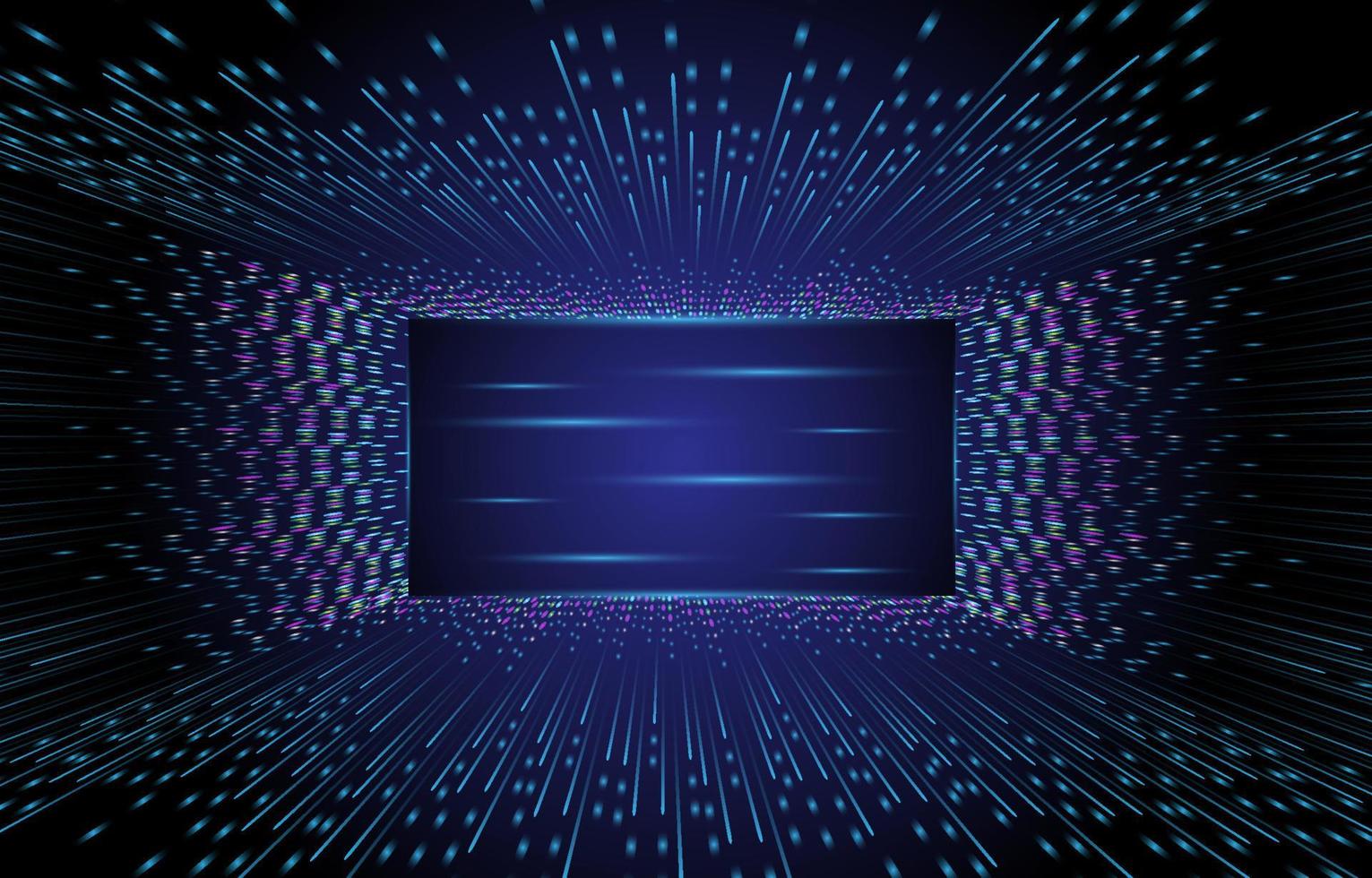 pantalla de proyección led de fondo claro de tecnología. fondo de pantalla de escenario vectorial con tecnología de puntos y líneas led azul brillante. textura de tablero de punto claro con efecto de píxel para video de estadio. vector