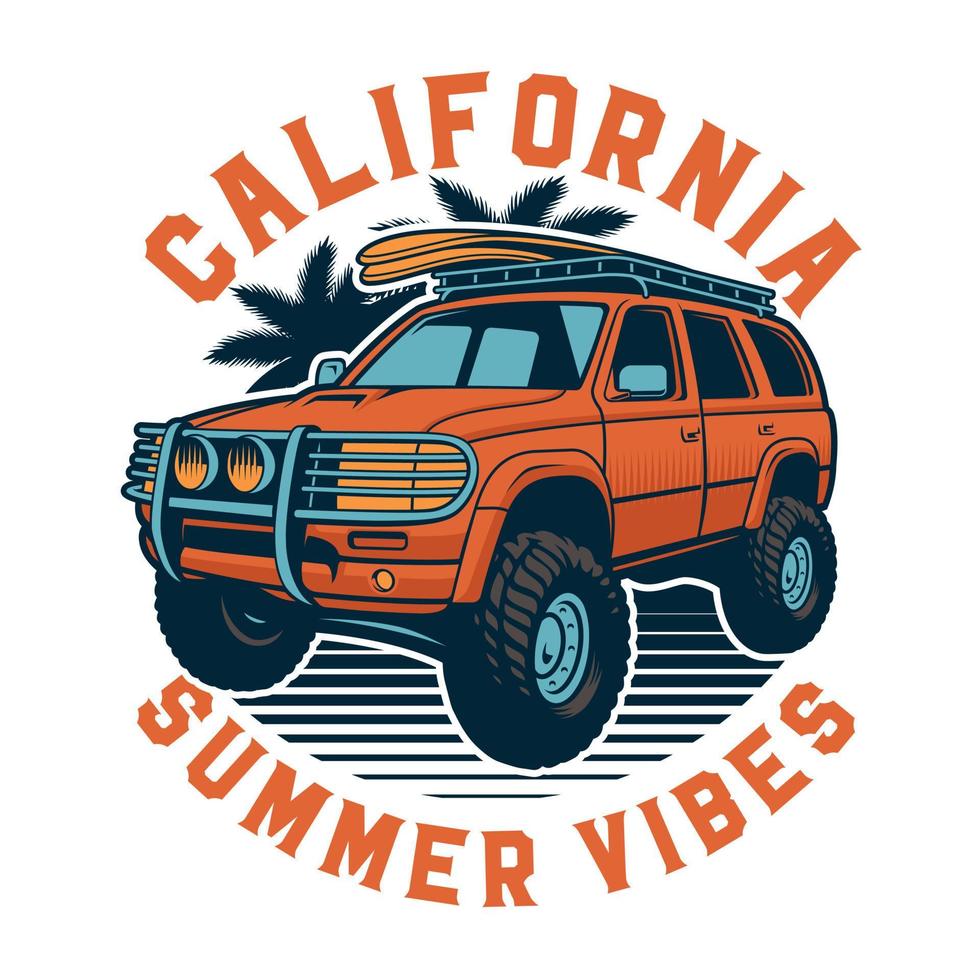 Vintage T-shirt design with SUV car vector