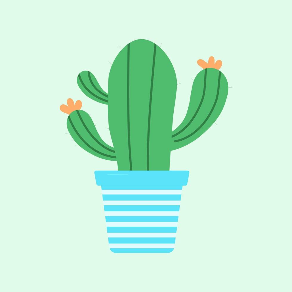 Cute and beautiful cactus plant in pot vector