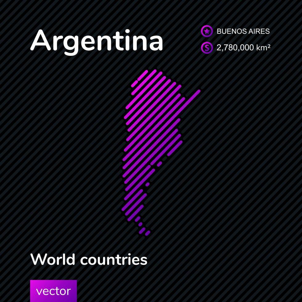 mapa plano vectorial estilizado de argentina en colores violetas vector