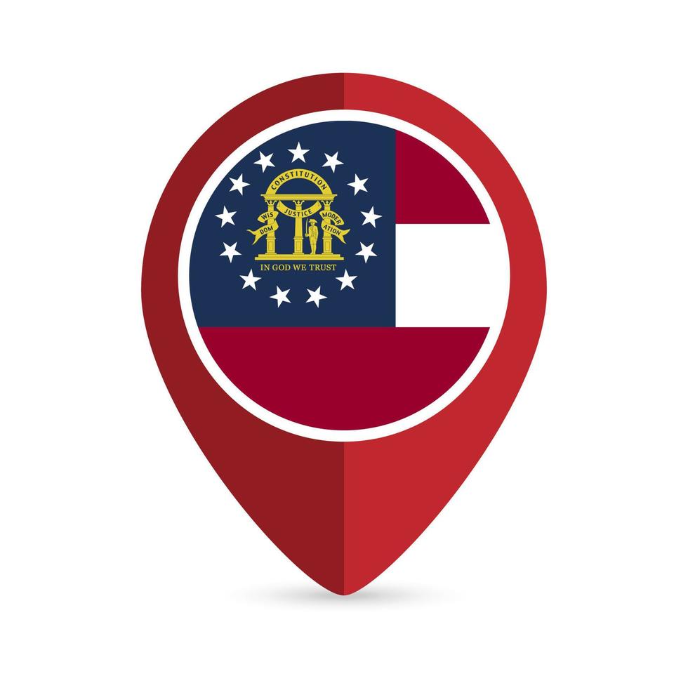 Map pointer with flag Georgia state. Vector illustration.