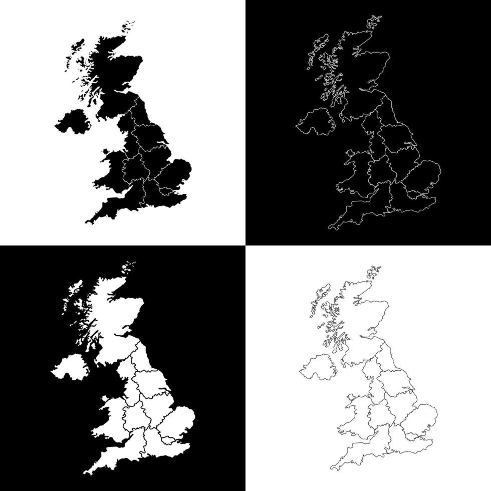 Set of UK region map. Vector illustration.