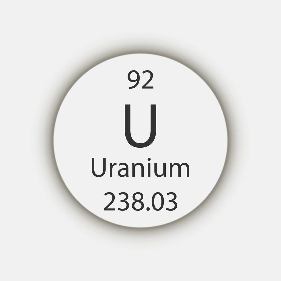 Uranium symbol. Chemical element of the periodic table. Vector illustration.