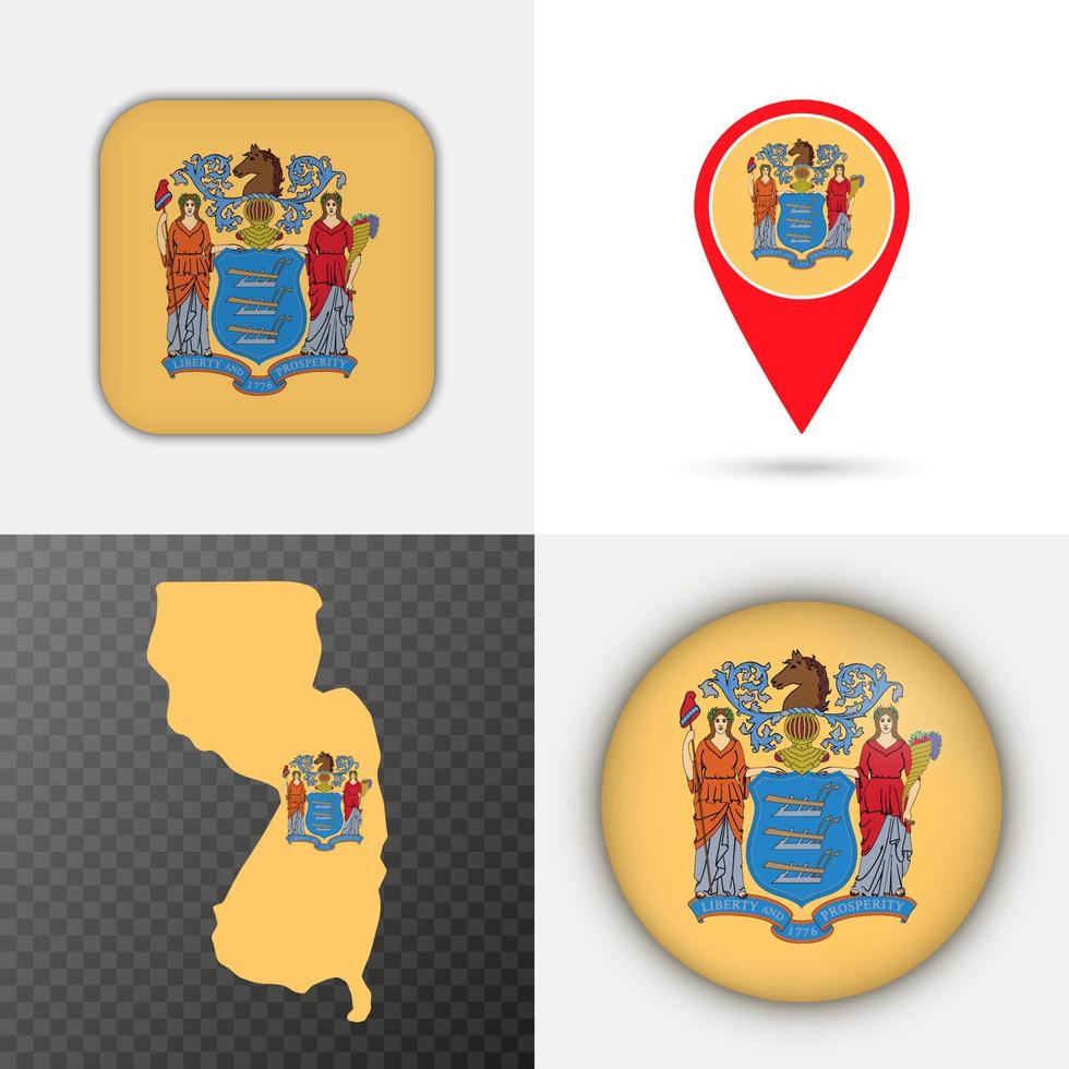 Set of New Jersey state flag. Vector illustration. 15260582 Vector Art ...