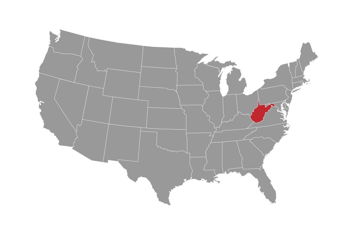 mapa del estado de virginia occidental. ilustración vectorial vector