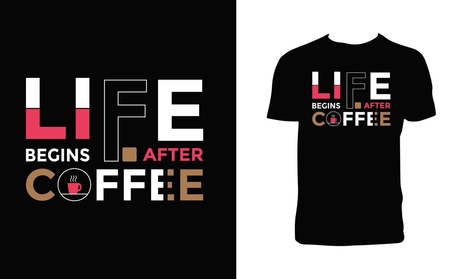la vida comienza después del diseño de camisetas con tipografía de café. vector