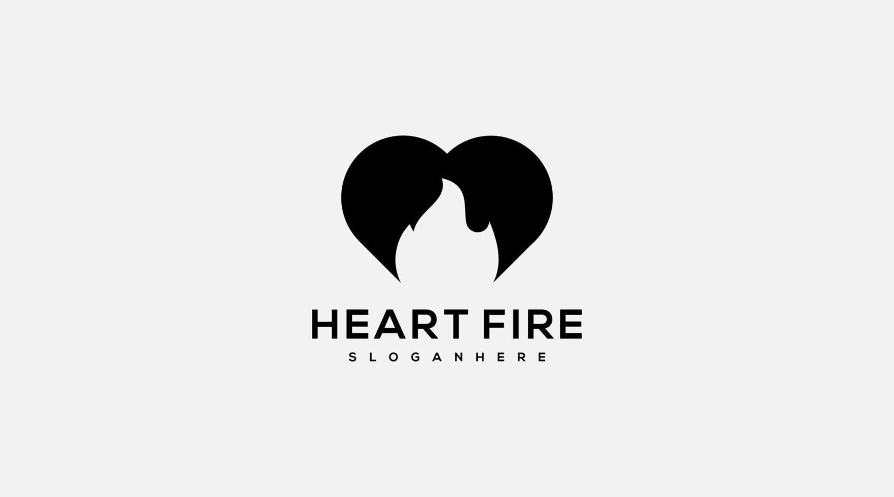 Fire heart logo design fire heart icon vector