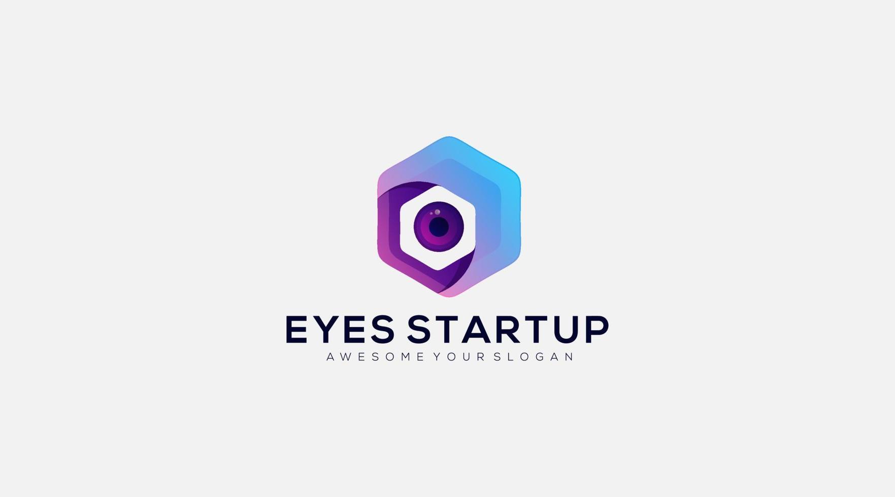 Gradient Eye Hexagon Logo design template vector