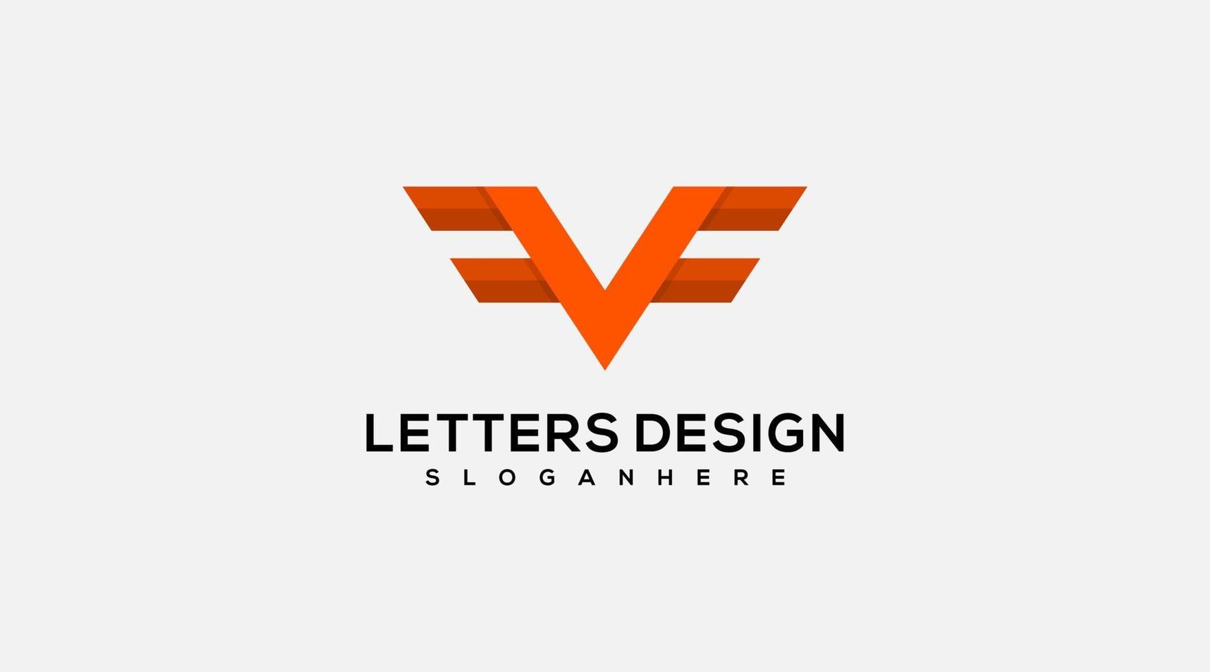 Letter V F wings Logo Design vector illustration icon