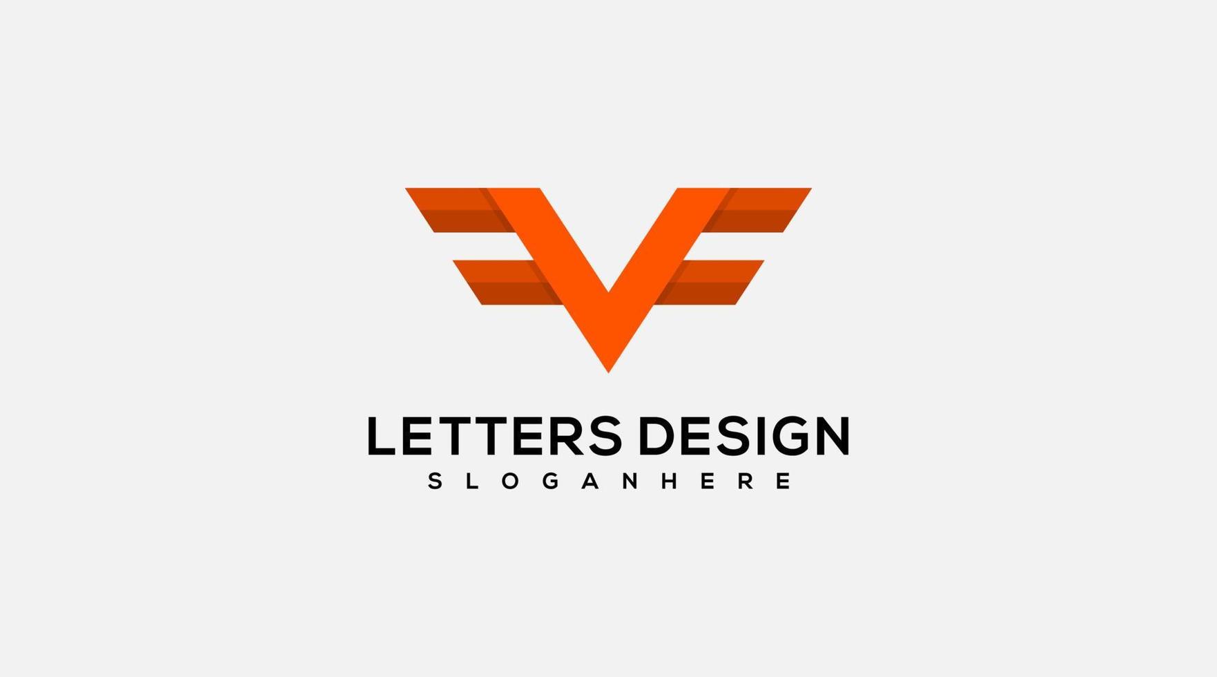 letra vf alas logo diseño vector ilustración icono