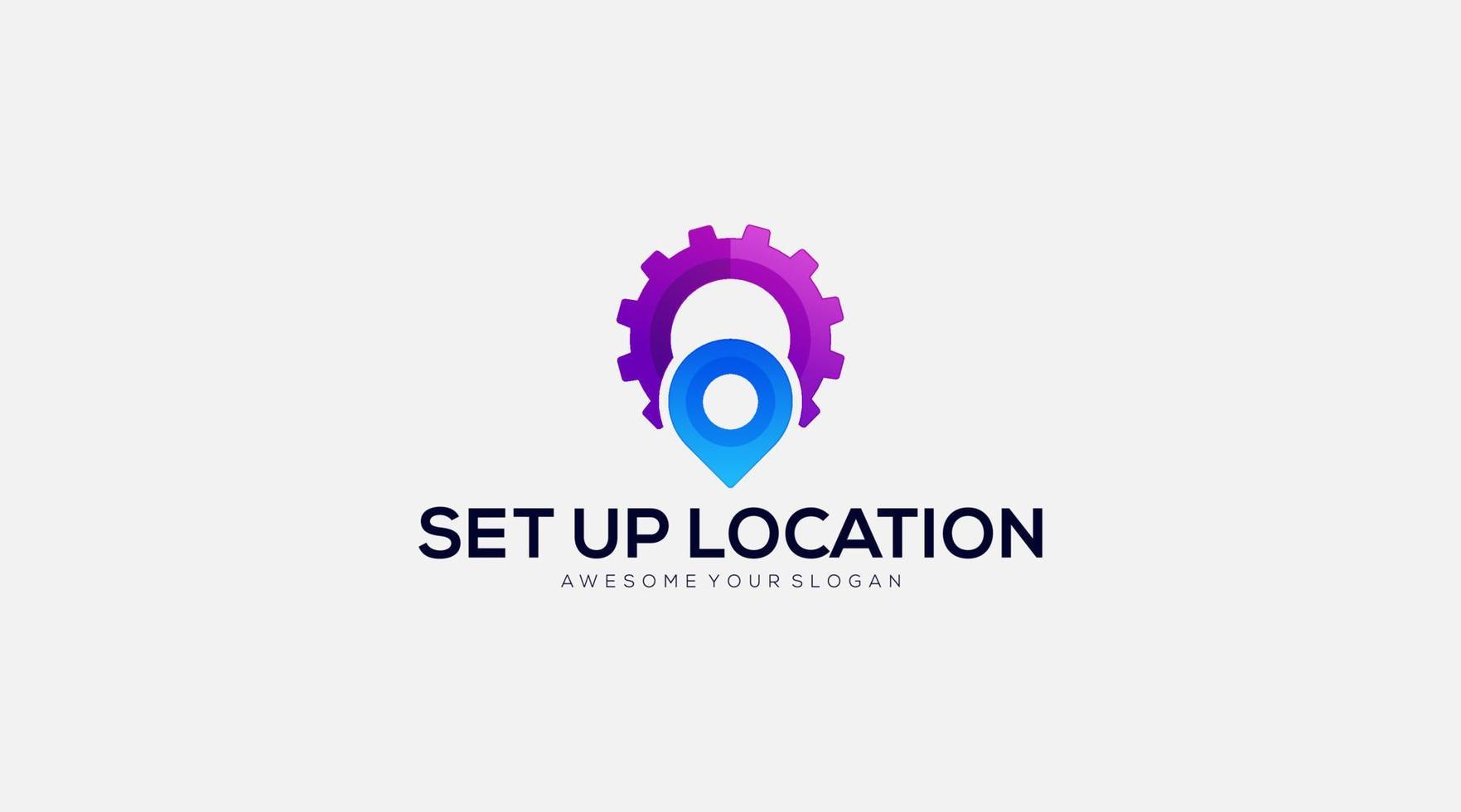 Gradient Gear Location Logo design vector illustration