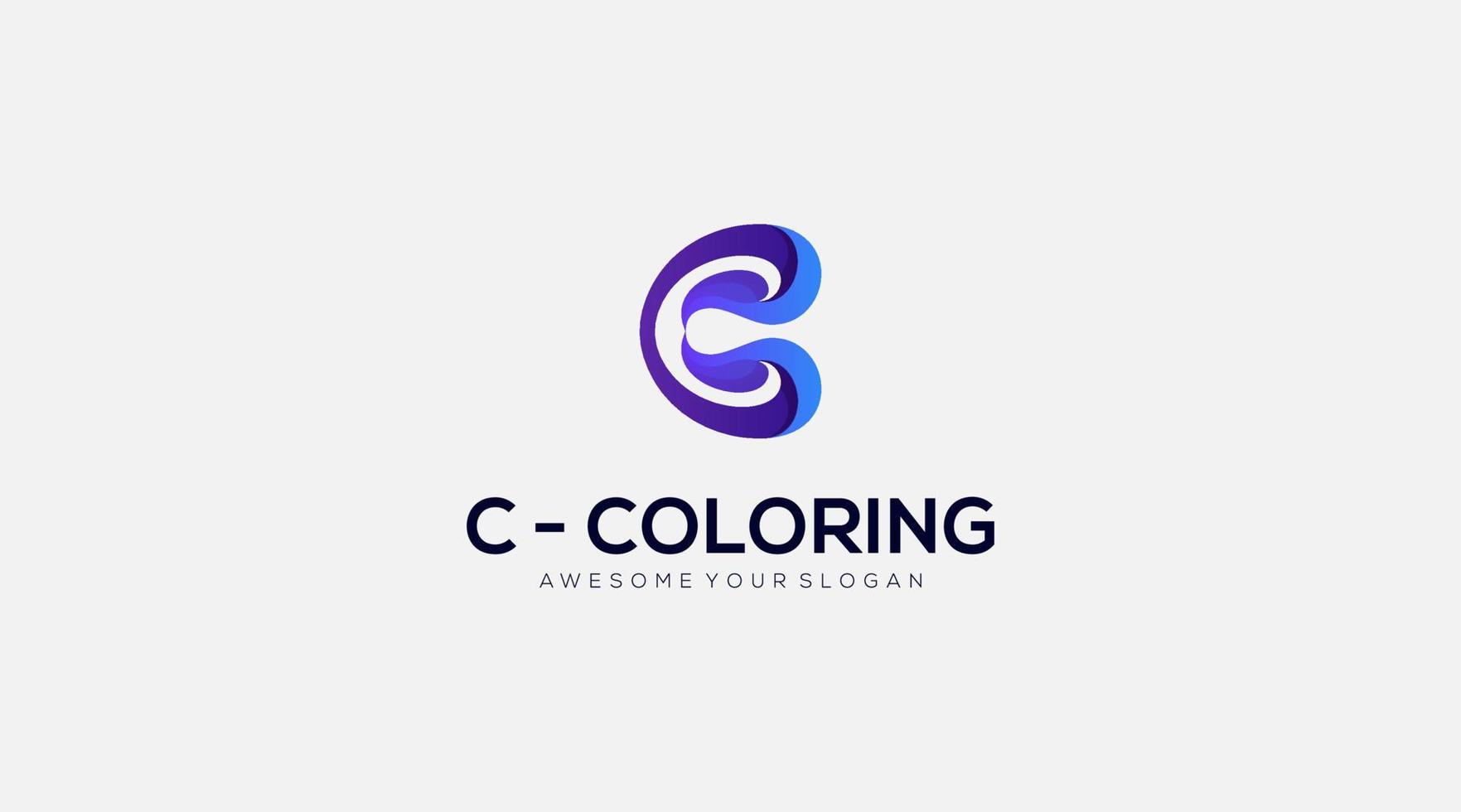 Ilustración de vector de diseño de logotipo de letra c de coloración creativa