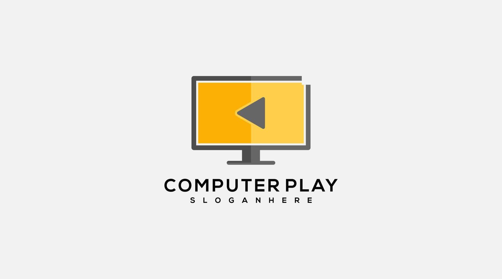 Computer Media play logo Design icon vector