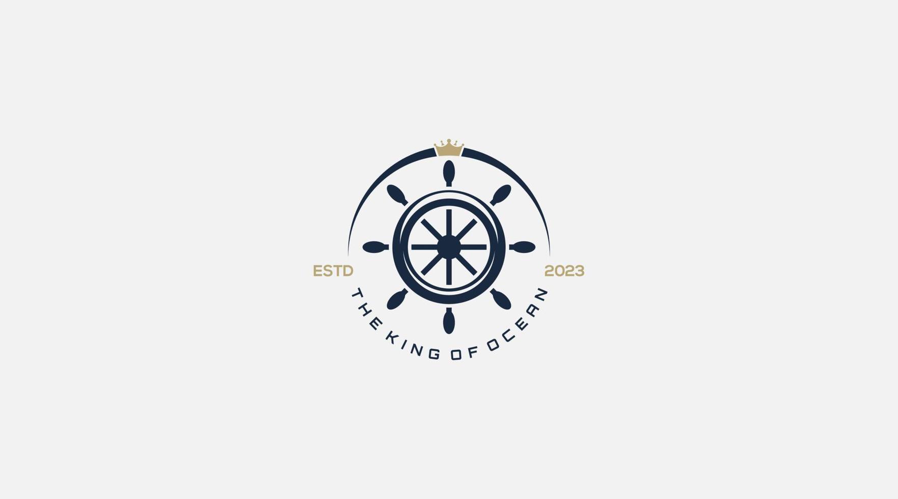 Ocean King badge boat logo design template vector