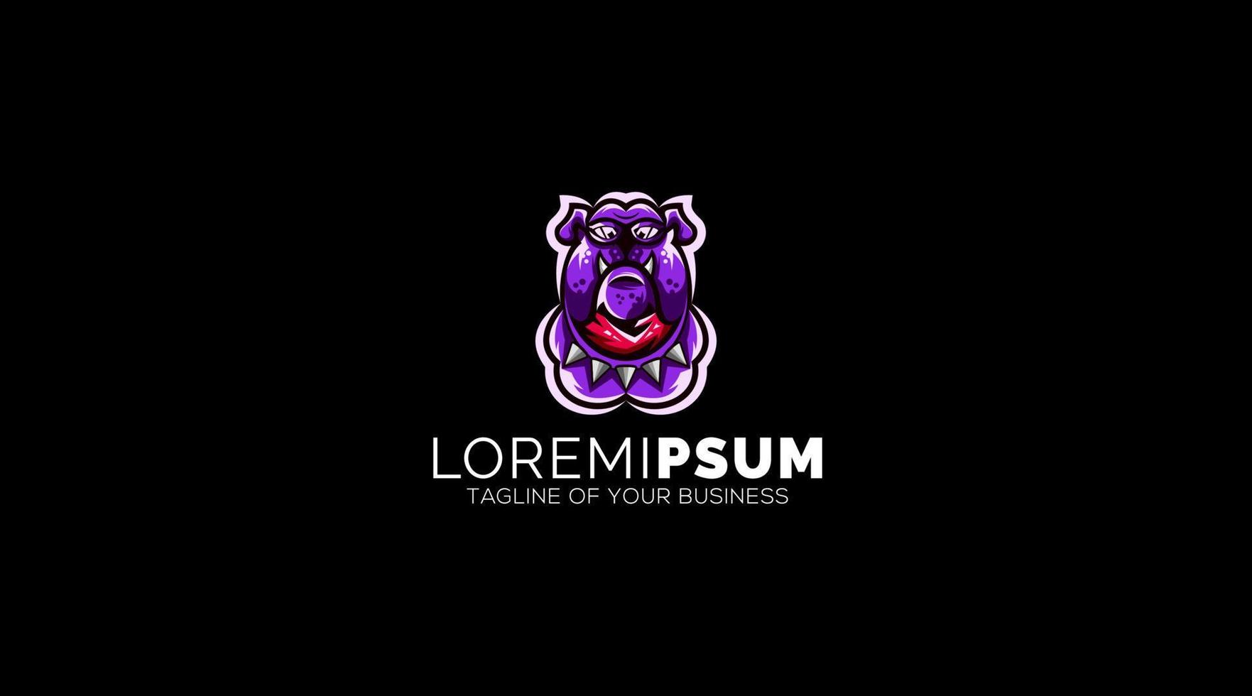 ilustración creativa del diseño del logotipo de bull dog purple vector