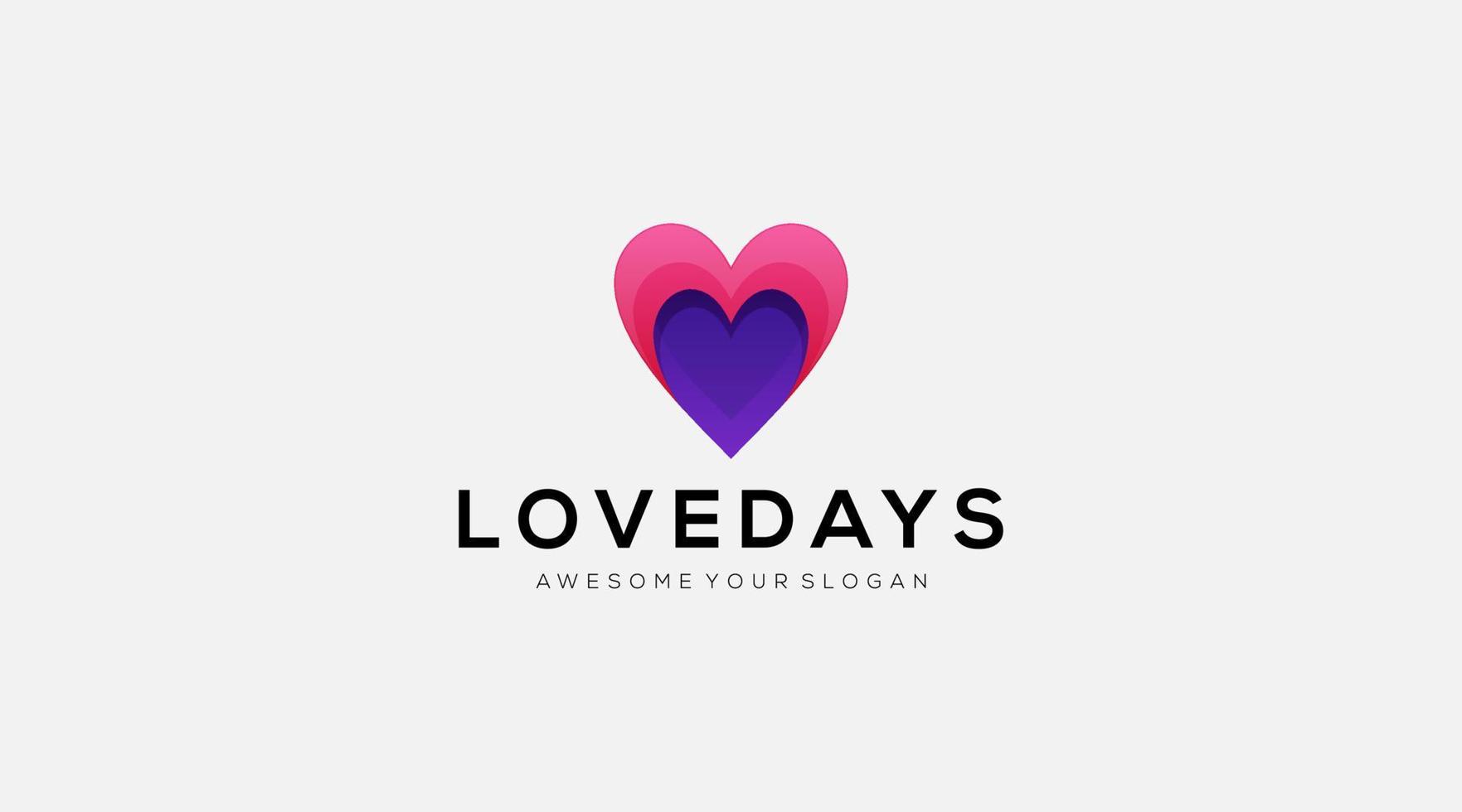 Awesome Love Heart Gradient Logo design template illustration vector