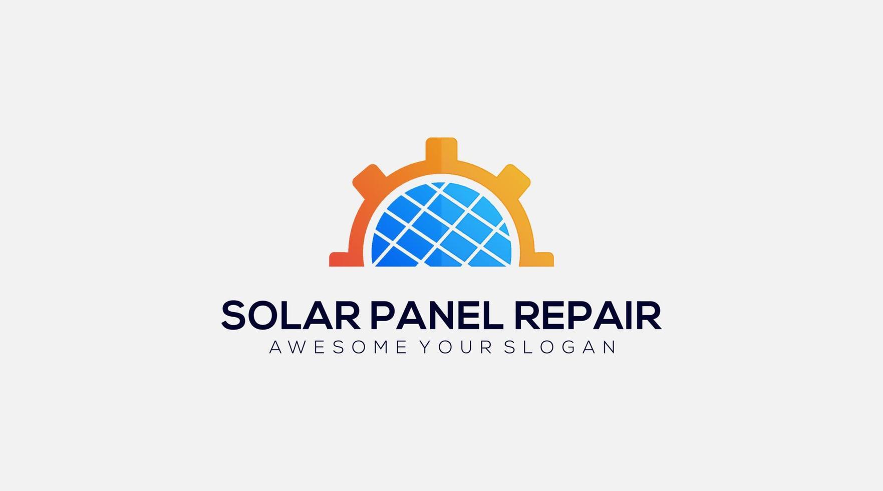 Solar panel gear repair logo design illustration vector