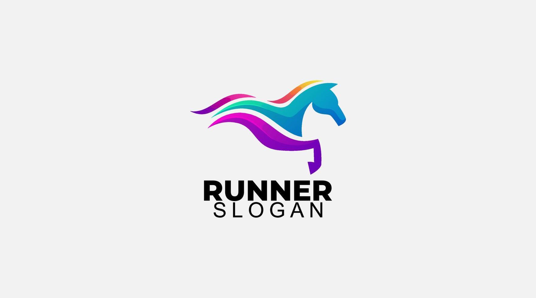 impresionante diseño de logotipo de corredor de caballo degradado vector