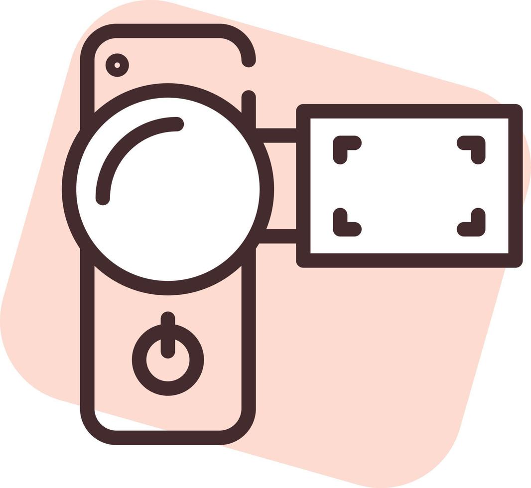 Electronics video camera, icon, vector on white background.