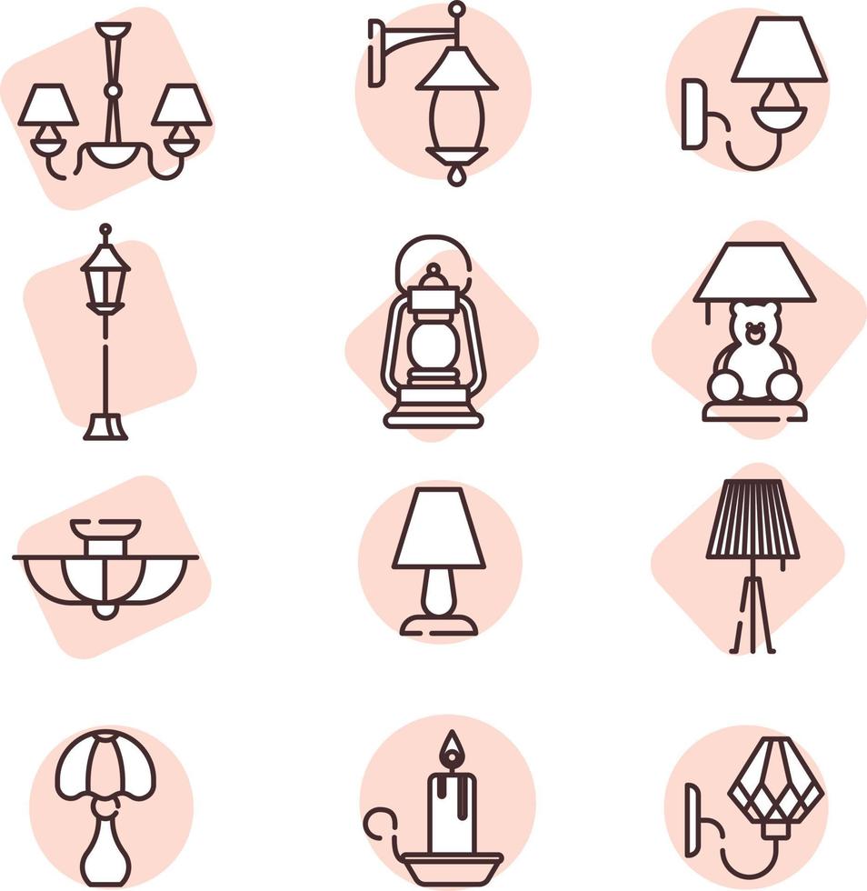 Light icon set, icon, vector on white background.