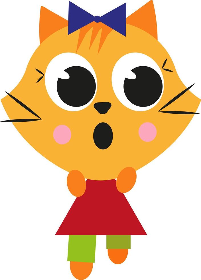 kitty sorprendido, icono, vector sobre fondo blanco.